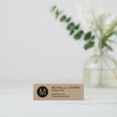 Modern minimalistisch Monogram Kraft Paper Mini Visitekaartje (Staand voorkant)