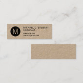 Modern minimalistisch Monogram Kraft Paper Mini Visitekaartje (Voorkant / Achterkant)
