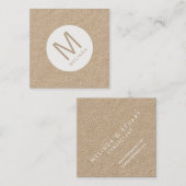 Modern minimalistisch Monogram Kraft Paper Vierkante Visitekaartje (Voorkant / Achterkant)