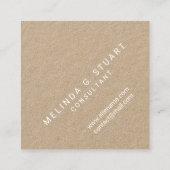 Modern minimalistisch Monogram Kraft Paper Vierkante Visitekaartje (Achterkant)