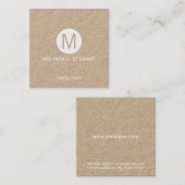 Modern minimalistisch Monogram Kraft Paper Vierkante Visitekaartje (Voorkant / Achterkant)