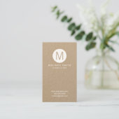 Modern minimalistisch Monogram Kraft Paper Visitekaartje (Staand voorkant)