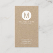 Modern minimalistisch Monogram Kraft Paper Visitekaartje (Voorkant)