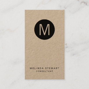 Modern minimalistisch Monogram Kraft Paper Visitekaartje