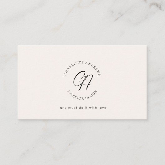 Modern, minimalistisch, monogram, logo, cirkel, be visitekaartje (Voorkant)