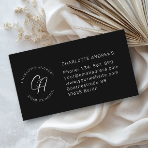 Modern, minimalistisch, monogram, logo, cirkel, zw visitekaartje