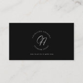 Modern, minimalistisch, monogram, logo, cirkel, zw visitekaartje (Voorkant)