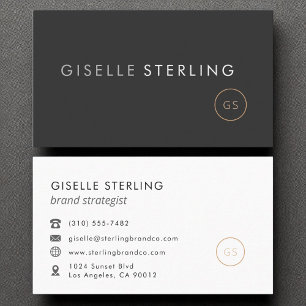 Modern minimalistisch monogram luxe zwart visitekaartje