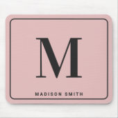 Modern Minimalistisch Monogram met Naam - Roze Muismat (Voorkant)