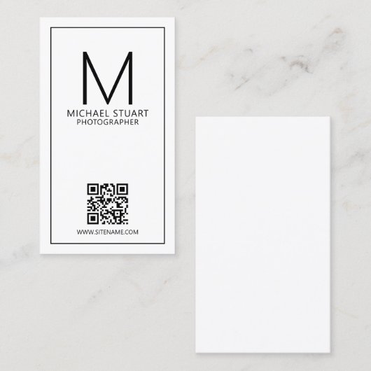 Modern minimalistisch monogram met Qr Code Busines Visitekaartje (Voorkant / Achterkant)