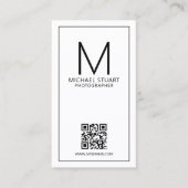 Modern minimalistisch monogram met Qr Code Busines Visitekaartje (Voorkant)