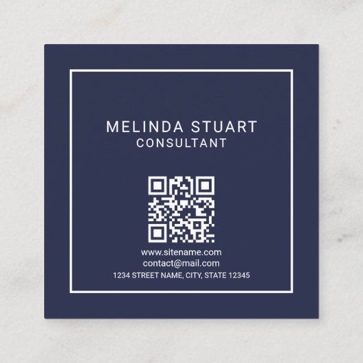 Modern minimalistisch monogram met Qr Code Square Vierkante Visitekaartje (Achterkant)