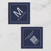 Modern minimalistisch monogram met Qr Code Square Vierkante Visitekaartje (Voorkant / Achterkant)