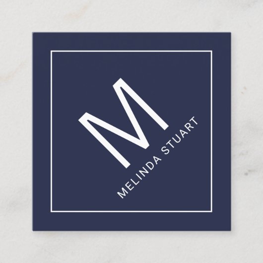 Modern minimalistisch monogram met Qr Code Square Vierkante Visitekaartje (Voorkant)
