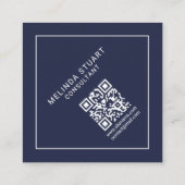 Modern minimalistisch monogram met Qr Code Square Vierkante Visitekaartje (Achterkant)