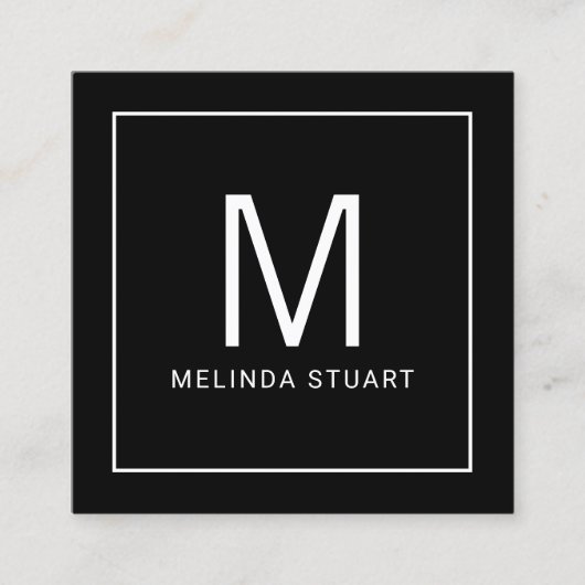 Modern minimalistisch monogram met Qr Code Square  Vierkante Visitekaartje (Voorkant)