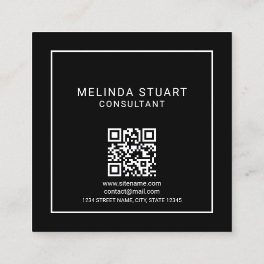 Modern minimalistisch monogram met Qr Code Square Vierkante Visitekaartje (Achterkant)