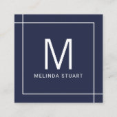 Modern minimalistisch monogram met Qr Code Square  Vierkante Visitekaartje (Voorkant)