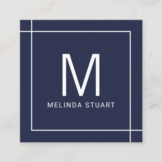 Modern minimalistisch monogram met Qr Code Square  Vierkante Visitekaartje (Voorkant)