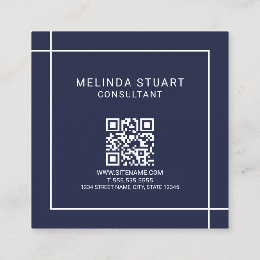 Modern minimalistisch monogram met Qr Code Square  Vierkante Visitekaartje (Achterkant)