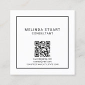Modern minimalistisch monogram met Qr-code Vierkante Visitekaartje (Achterkant)