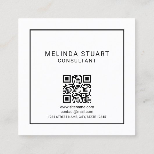 Modern minimalistisch monogram met Qr-code Vierkante Visitekaartje (Achterkant)