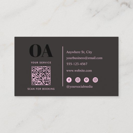 Modern minimalistisch monogram met QR-code Visitekaartje (Achterkant)