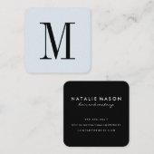 Modern minimalistisch monogram met strepes vierkante visitekaartje (Voorkant / Achterkant)