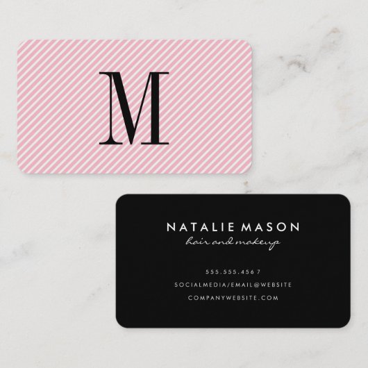 Modern minimalistisch monogram met strepes visitekaartje (Voorkant / Achterkant)