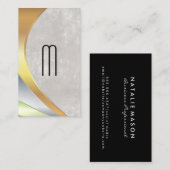 Modern minimalistisch monogram | Metaallagen Visitekaartje (Voorkant / Achterkant)
