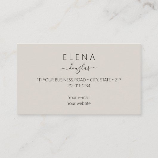 Modern minimalistisch monogram neutraal beroep visitekaartje (Achterkant)