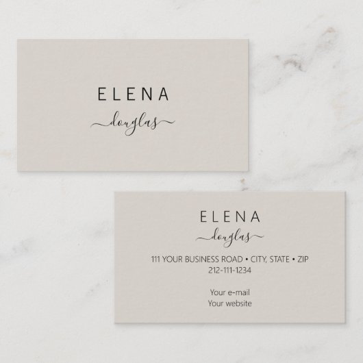 Modern minimalistisch monogram neutraal beroep visitekaartje (Voorkant / Achterkant)