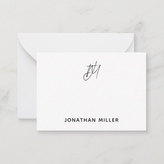 Modern minimalistisch monogram notitiekaartje (Achterkant)