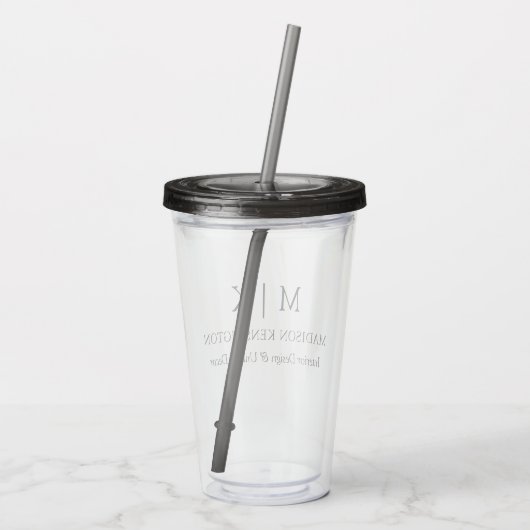 Modern minimalistisch monogram of Logo Business to Acryl Drinkbeker (Achterkant)