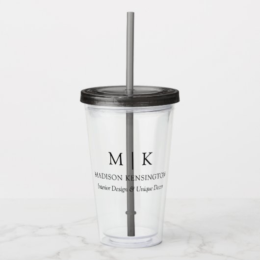 Modern minimalistisch monogram of Logo Business to Acryl Drinkbeker (Voorkant)