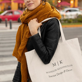 Modern minimalistisch monogram of Logo Business to Grote Tote Bag