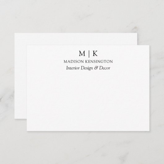 Modern minimalistisch monogram of Logo Business to Notitiekaartje (Voorkant / Achterkant)