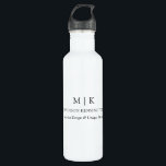 Modern minimalistisch monogram of Logo Business to Waterfles<br><div class="desc">Moderne,  minimalistische Drink- en waterfles. Zwart-wit of kies uw aangepaste kleuren. Ideaal voor kleine bedrijven,  bedrijfsmerken,  zelfstandigen,  cateraars,  bakkerijen,  koffiecafés,  restaurants,  klanten adverteren en nog veel meer. Eenvoudig aan te passen met uw monogram-initialen,  bedrijfsnaam en -informatie,  taaktitel,  slogan of zelfs uw eigen logo- of merkontwerp toe te voegen.</div>