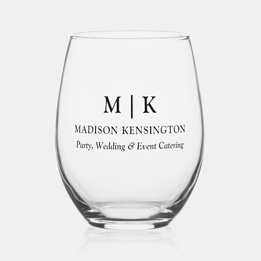 Modern minimalistisch monogram of Logo Business to Wijnglas Zonder Voet (Voorkant)