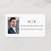 Modern minimalistisch monogram of Logo foto toevoe Visitekaartje (Voorkant)