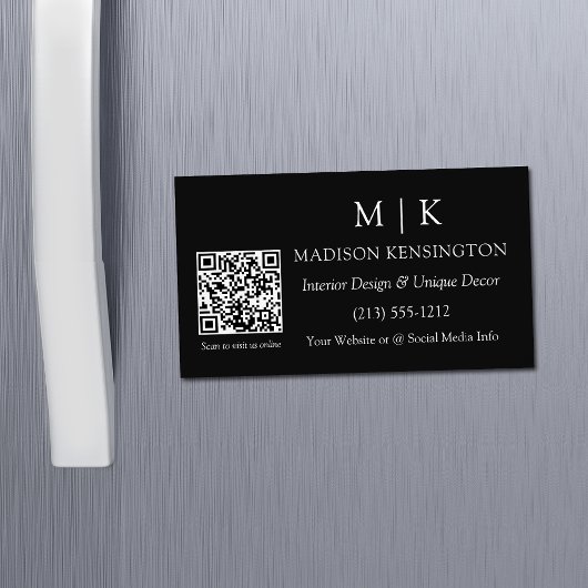 Modern minimalistisch monogram of Logo QR-code toe Magnetisch Visitekaartje