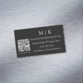 Modern minimalistisch monogram of Logo QR-code toe Magnetisch Visitekaartje (Voorbeeld)