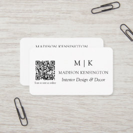 Modern minimalistisch monogram of Logo QR-code toe Visitekaartje