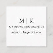 Modern minimalistisch monogram of Logo toevoegen Vierkante Visitekaartje (Voorkant)