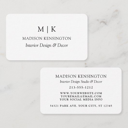 Modern minimalistisch monogram of Logo toevoegen Visitekaartje (Voorkant / Achterkant)