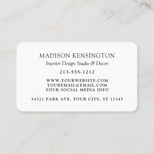 Modern minimalistisch monogram of Logo toevoegen Visitekaartje (Achterkant)