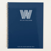 Modern minimalistisch monogram op maat blauw planner (Voorkant)