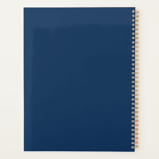 Modern minimalistisch monogram op maat blauw planner (Achterkant)