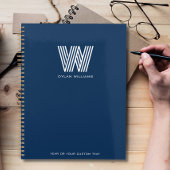 Modern minimalistisch monogram op maat blauw planner