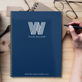Modern minimalistisch monogram op maat blauw planner